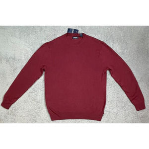 Chaps Pullover Sweater Crew Neck Red Cotton Blend Mens Size Large NEW with Tags
